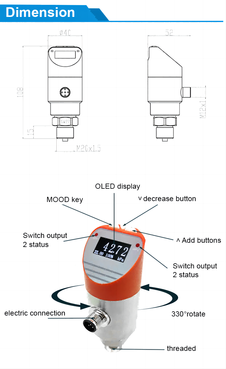 pumping pressure switch Dimension