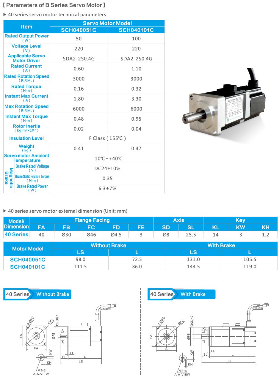 40 series servo motor technical parameters