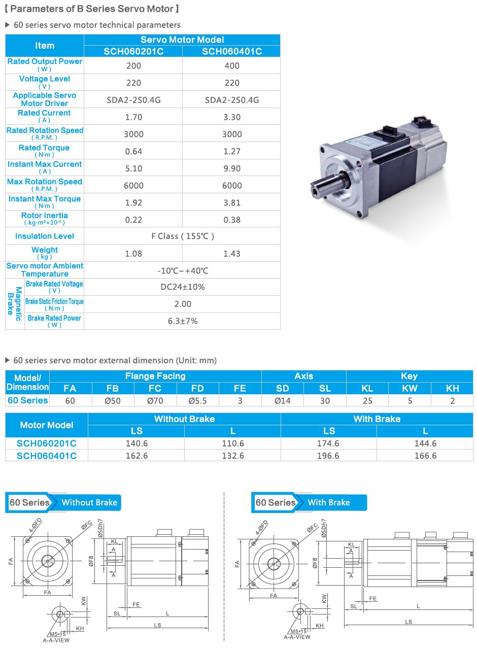 60 series servo motor technical parameters