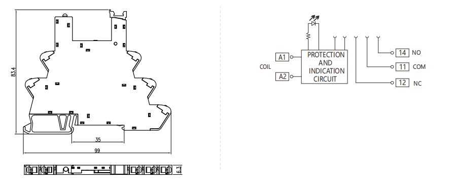 41F Push-in socket  Dimensions