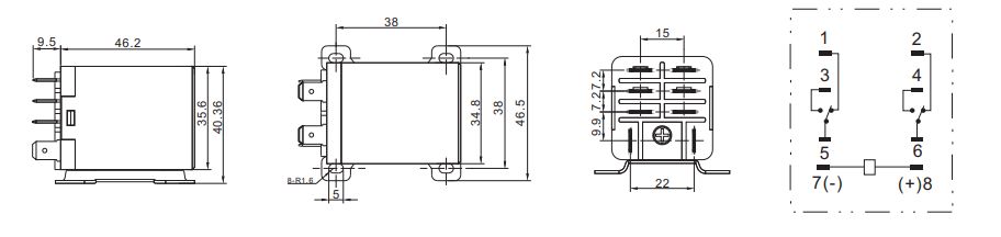 LJQX-30F Installation dimensions and connecting diagram