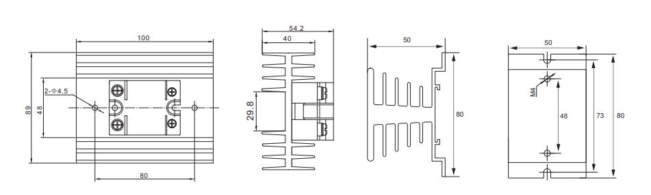 A~25A Dimensions of the equippedradiator