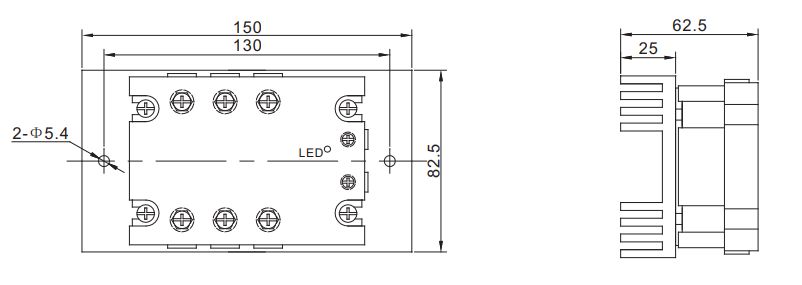 5A~40A Dimensions of the equipped radiator